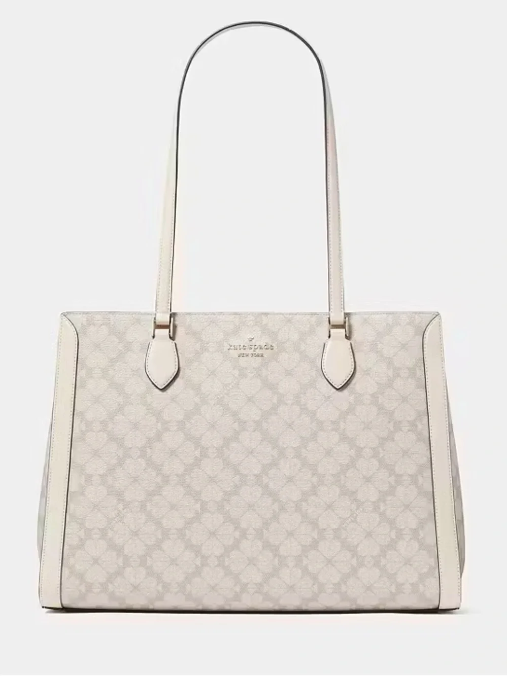 ♠️ Kate Spade Signature Spade Flower East West Large Laptop Tote Bag, Dark Beige